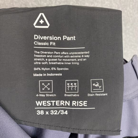 Western Rise Pants Mens 38x32/34 (Fits 40x31.5) Grey Diversion Pant Classic Fit - Picture 7 of 8